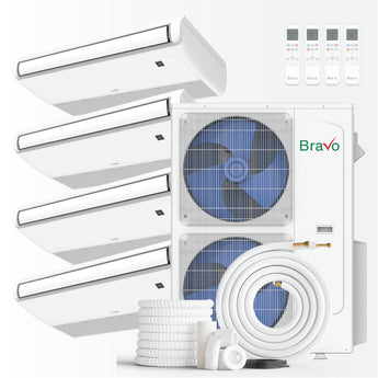 White Indoor Unit Bravo 42000 BTU Ductless Mini Split Universal Floor/Ceiling Air Conditioner with R32 refrigerant 230V SE...