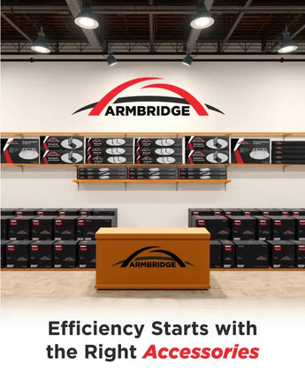 Orange wooden counter with ARMBRIDGE logo for ductless mini split line set cover