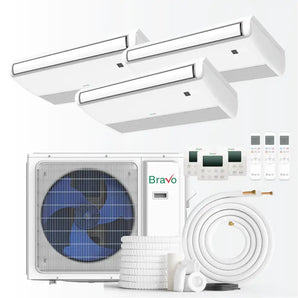 Bravo 30,000 BTU 3-Zone 9k+9k+24k Universal Floor & Ceiling Console, 230V, R32 - Non-Ducted Mini Split Air Conditioner Heat Pump