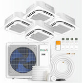 Bravo 30,000 BTU 4-Zone 9k+9k+9k+9k Ceiling Cassette, 230V, R32 - Ductless Mini Split Air Conditioner Heat Pump