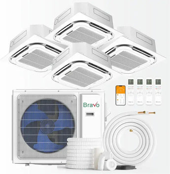 Bravo 30,000 BTU 4-Zone 9k+9k+9k+9k Ceiling Cassette, 230V, R32 - Ductless Mini Split Air Conditioner Heat Pump