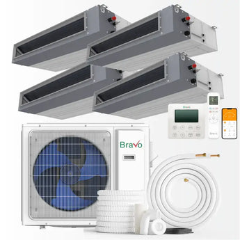 Bravo 42,000 BTU 4-Zone 12k+12k+12k+24k Concealed Duct, 230V, R32 - Ducted Mini Split Air Conditioner Heat Pump