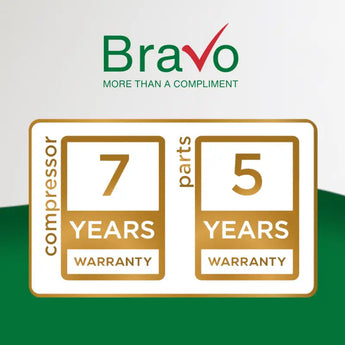 Bravo 7-year compressor / 5-year parts registered warranty