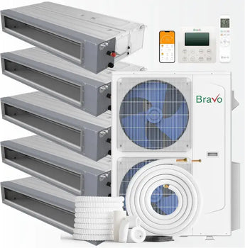 Bravo 42,000 BTU 5-Zone 9k+9k+9k+12k+18k Concealed Duct, 230V, R32 - Ducted Mini Split Air Conditioner Heat Pump