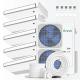 Bravo 42,000 BTU 5-Zone 9k+9k+9k+12k+12k Universal Floor & Ceiling Console, 230V, R32 - Non-Ducted Mini Split Air...