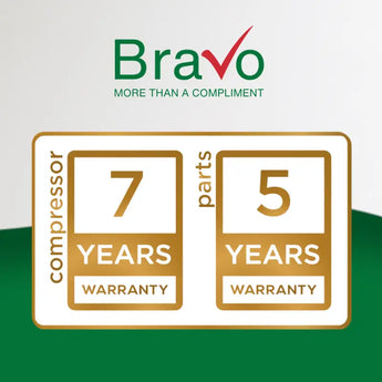 Bravo 7-year compressor / 5-year parts registered warranty