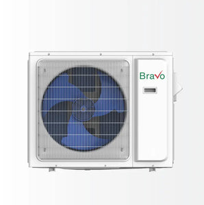 White Bravo Milano 36000 btu ductless mini split outdoor condenser unit