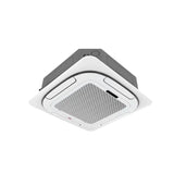 White and gray bravo pisa single zone ceiling cassette air conditioner with mesh grille ductless mini split heat pump