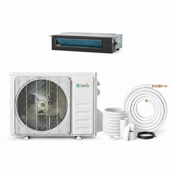 White bravo pisa 24000 btu single zone concealed duct air conditioning system with outdoor unit and ceiling duct