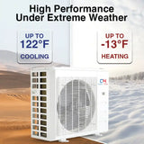 White Cooper & Hunter 18000 BTU Ductless Single Zone Mini Split with Remote Control with R454B refrigerant 230V SEER 24.0 ...