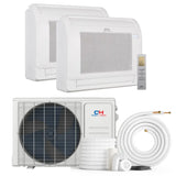 White Cooper & Hunter 18000 BTU Ductless Mini Split Mini Floor Consoles Air Conditioner with R454B refrigerant 230V SEER 2...