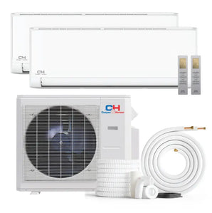 White Cooper & Hunter 28000 BTU Ductless Mini Split Air Conditioner with R410A refrigerant 230V SEER 24.6 Inverter