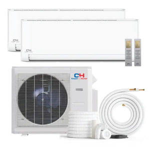 Cooper & Hunter Olivia 36,000 BTU 2-Zone 12k+18k Wall Mount, 230V, R454B - Ductless Mini Split Air Conditioner Heat Pump