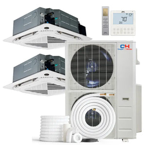 Cooper & Hunter 48000 BTU Ductless Mini Split Ceiling Cassette Air Conditioner with R454B refrigerant 230V SEER 23.4 Inverter