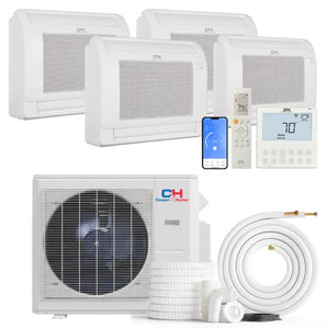 Cooper & Hunter 28,000 BTU 4-Zone 9k+9k+9k+9k Mini Floor Console, 230V, R454B - Ductless Mini Split Air Conditioner Heat Pump