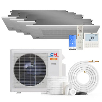 White cooper and hunter mini split heat pump with sleek design and integrated remote control ch-rsh06-12mct1w