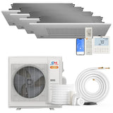 White cooper hunter hyper ceiling-mounted mini split heat pump with matching outdoor condenser ch-rsh06-12mct1w