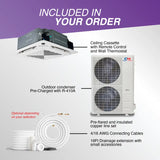 White cooper & hunter ceiling cassette ductless mini split 36,000 btu with remote and wall thermostat