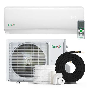 White Remote Control Bravo 36000 BTU Ductless Single Zone Mini Split Air Conditioner with R32 refrigerant 230V SEER 17.0 I...