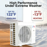 Cooper & hunter quad zone slim duct mini split air conditioner in white with concealed duct for efficient cooling