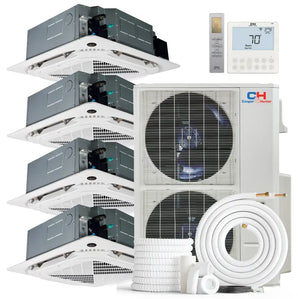 Cooper & Hunter 48000 BTU Ductless Mini Split Ceiling Cassette Air Conditioner with R454B refrigerant 230V SEER 23.4 Inverter