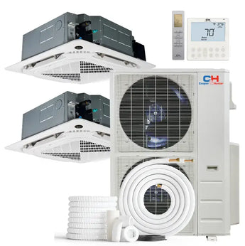 Cooper & Hunter 48,000 BTU Ductless Mini Split Ceiling Cassette Air Conditioner with R454B refrigerant 230V SEER 24 Inverter