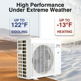 White Cooper & Hunter 48000 BTU Ductless Mini Split Ceiling Cassette System Components with R454B refrigerant 230V SEER 24 Inverter
