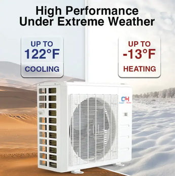 White Cooper & Hunter 48000 BTU Ductless Mini Split Ceiling Cassette System Components with R454B refrigerant 230V SEER 24 Inverter