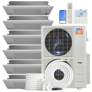 Cooper & Hunter Hyper 48,000 BTU 6-Zone 6K+6K+6K+9K+9K+12K One-Way Cassette, 230V, R454B - Ductless Mini Split Air Conditioner Heat Pump