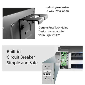 Cooper&Hunter One-Way Cassette installation features — 2-way mounting bracket and built-in circuit breaker, R454B mini split