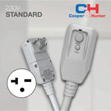 White GFCI power cord for Cooper & Hunter CH-PTW-09HPGF PTAC Packaged Terminal AC unit