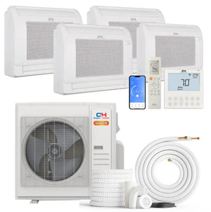 Cooper & Hunter Hyper 28,000 BTU 4-Zone 9k+9k+9k+9k Mini Floor Console, 230V, R454B - Ductless Mini Split Air Conditioner Heat Pump