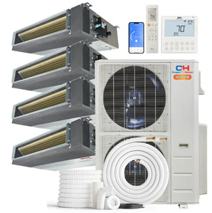 Cooper & Hunter Hyper Heat 4-Zone Ducted Mini Split AC Heat Pump Concealed Duct
