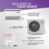 White copperhunter hyper heat 24000 btu ductless mini split floor ceiling air conditioner with remote and thermostat
