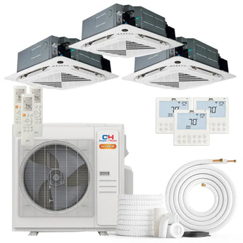 Cooper & Hunter Hyper Heat 36000 BTU 3-Zone Ductless Mini Split Ceiling Cassette Air Conditioner with R454B refrigerant 230V SEER2 23 Inverter