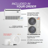 White cooper and hunter hyper heat 60000 btu mini split with r454b featuring remote and wall thermostat