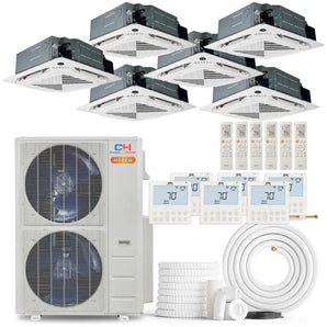 Cooper & Hunter Hyper Heat 55000 BTU 6-Zone Ductless Mini Split Ceiling Cassette Air Conditioner with R454B refrigerant 230V SEER2 22.2 Inverter