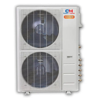White Cooper & Hunter hyper heat R410A outdoor unit with 2 fan grilles