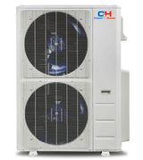 White Cooper & Hunter R410A outdoor unit rear with 2 fans behind grilles