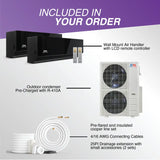 White outdoor condenser unit with two fans for cooper hunter olivia midnight mini split 48000 btu heat pump
