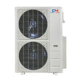 White cooper and hunter olivia midnight outdoor mini split unit with two fans and r454b refrigerant