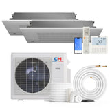 Cooper&Hunter 36,000 BTU 2-Zone One-Way Cassette Mini Split kit with R454B refrigerant, 230V, SEER2 24 — 2 indoor units, outdoor condenser and line-set