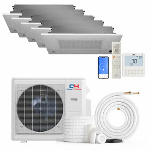 Cooper&Hunter 36,000 BTU 5-Zone One-Way Cassette Mini Split kit with R454B refrigerant, 230V, SEER2 24 — 5 indoor units, outdoor condenser and line-set