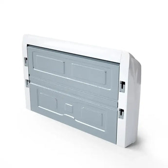 White gray dual-compartment panel on Cooper & Hunter universal floor ceiling mini split