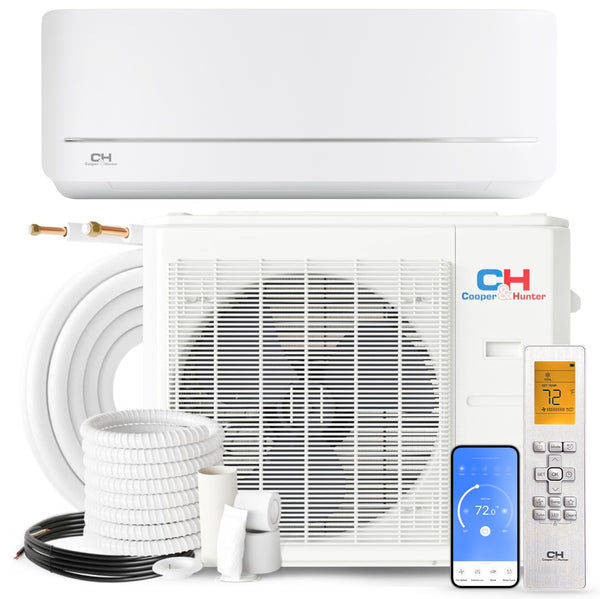 Cooper & Hunter - Mini aire acondicionado con sistema de calefacción, 9.000  BTU, 230 V, 18 SEER, serie MIA, sin conductos, conexión wifi, inversor