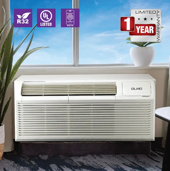 White Remote Control OLMO 12000 BTU Ductless Single Zone Outdoor Unit Mini Split PTAC Air Conditioner with R32 refrigerant...