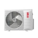 White Olmo Sierra series outdoor AC unit with r454b, metal grille, installation kit