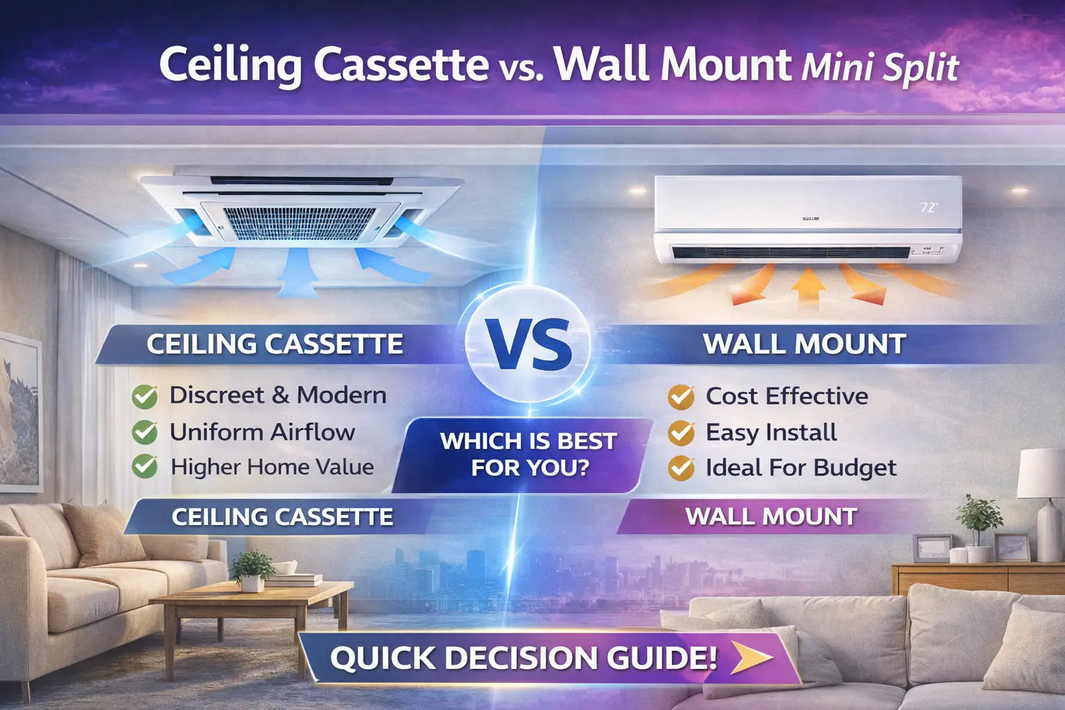 Ceiling Cassette vs Wall-Mounted Mini Split