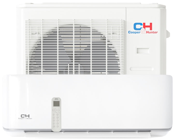 White Cooper Hunter mini split air conditioner with remote in 208-230V collection
