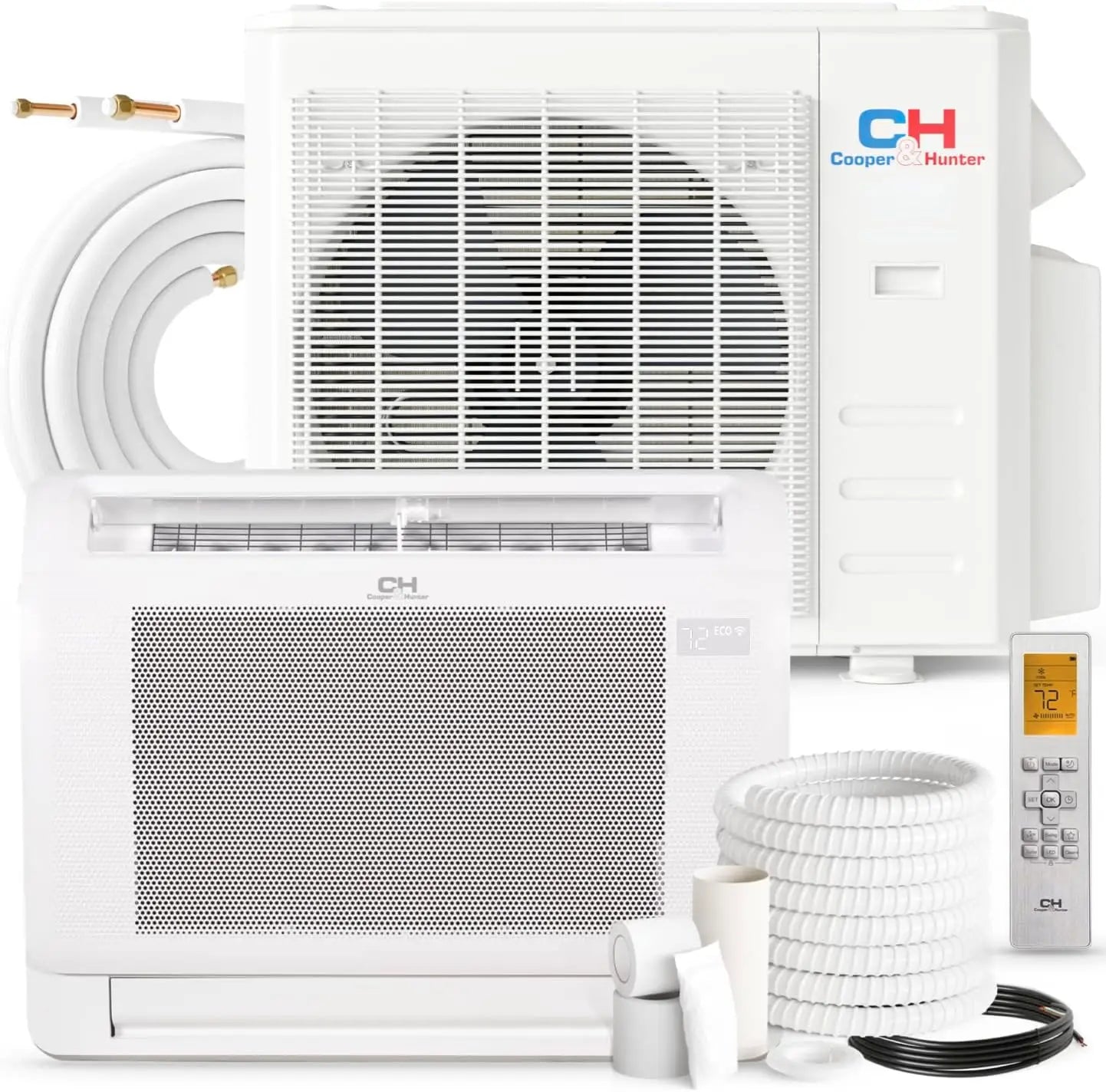 White ductless mini split air conditioner from 25 SEER collection for efficient cooling